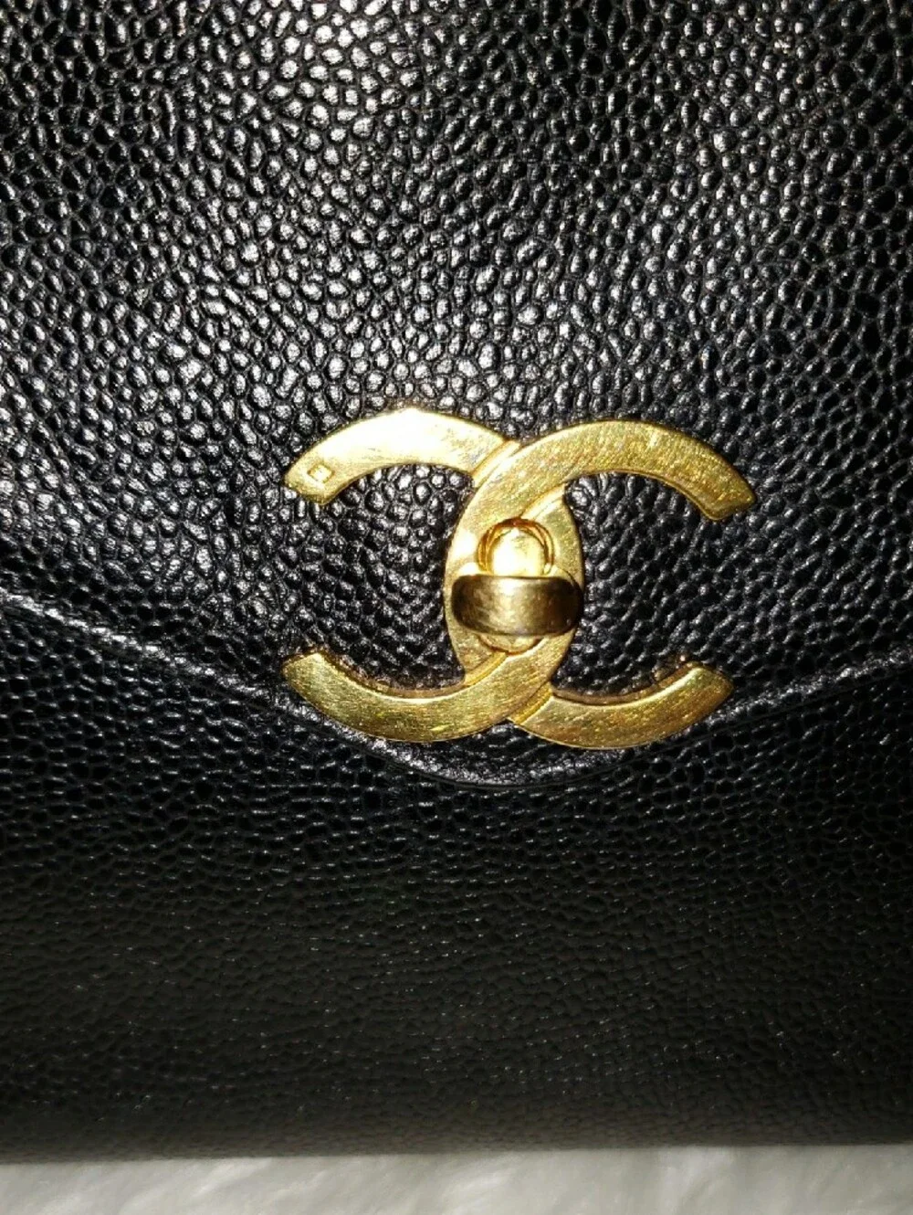 CHANEL Black Leather Shoulder Bag with Gold CC Hardware